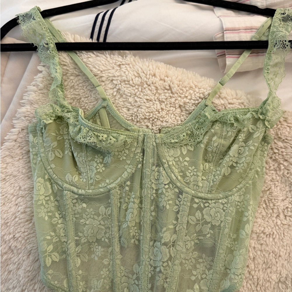 Edikted Green Lace Corset Top